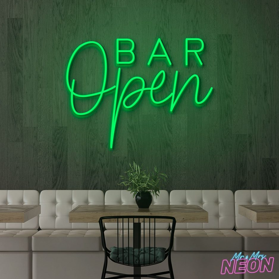 Bar Open Neon Sign Deep Green