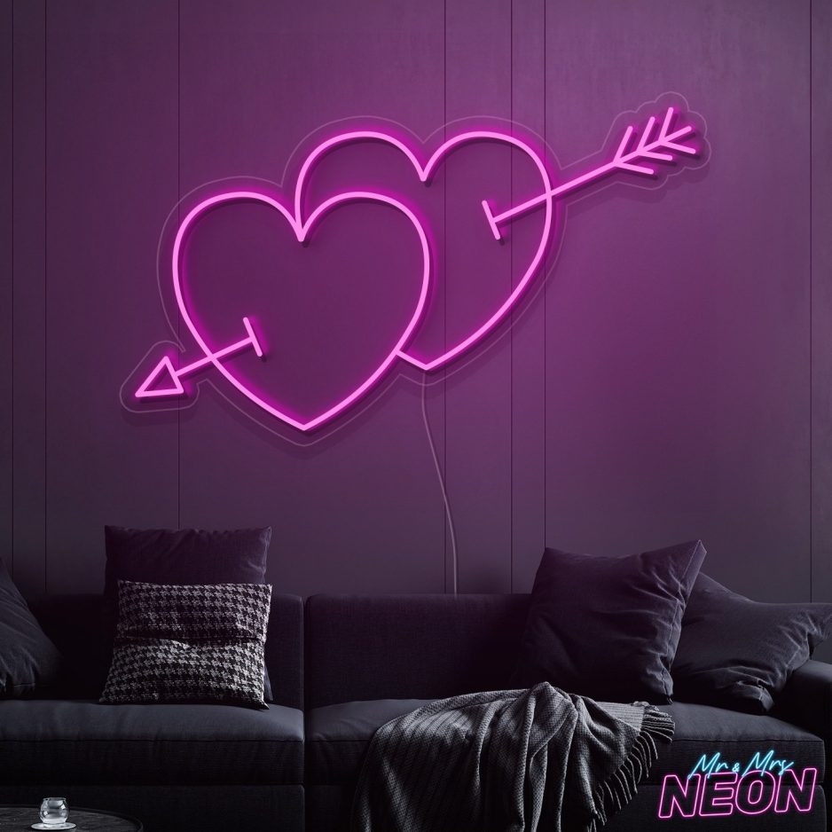 Heart-Arrow-LED-Neon-Sign-Deep Pink
