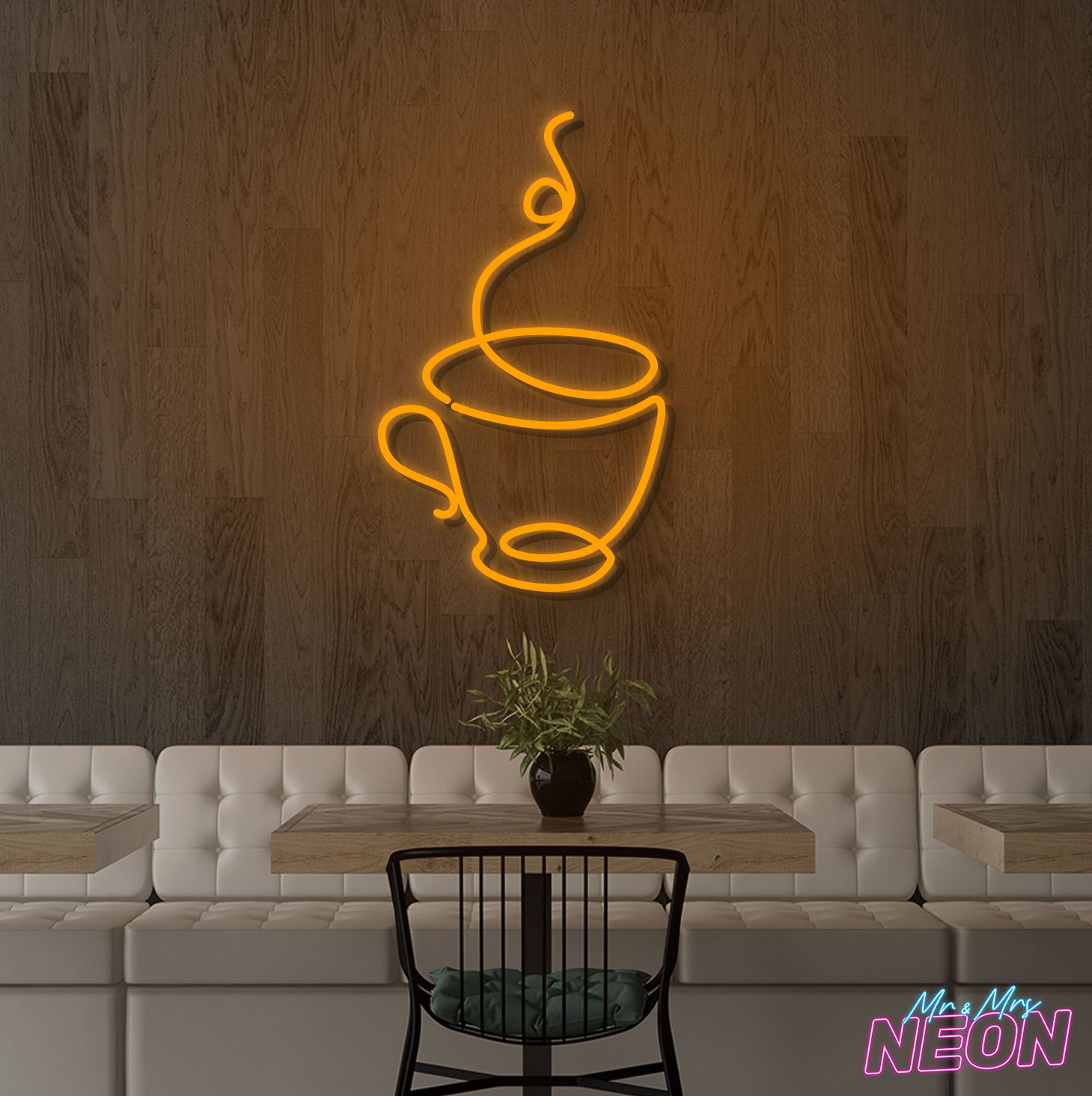 Coffee Cup Neon Sign Light Orange Coffee Cup Neon Sign - Image 6