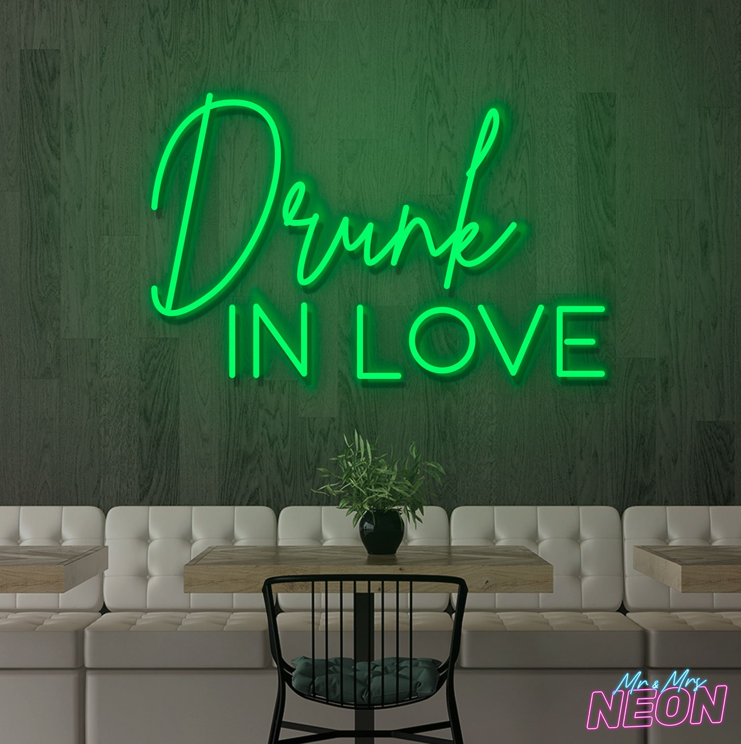 Drunk in Love Neon Light Sign Deep Green