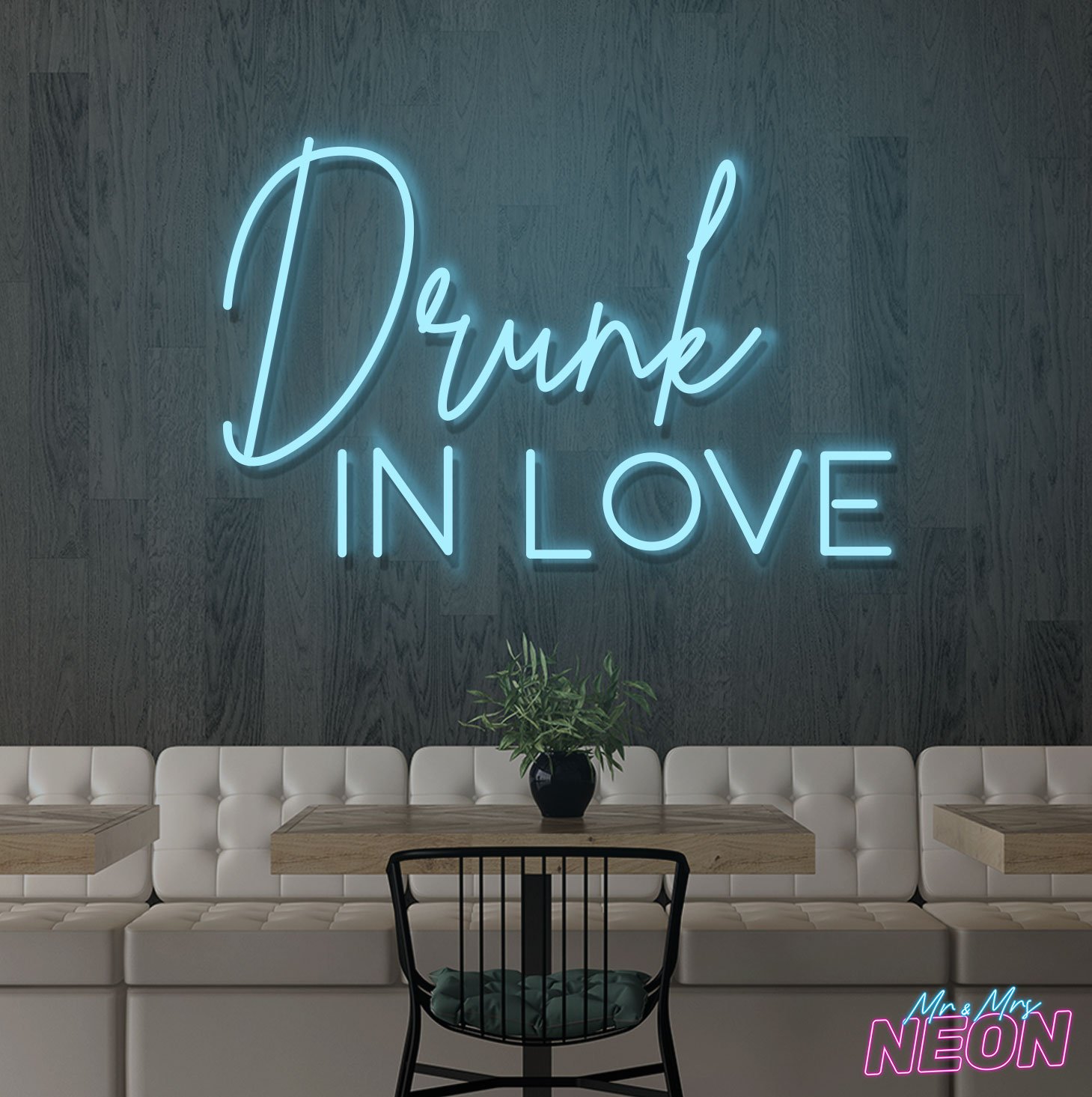 Drunk in Love Neon Light Sign Ice Blue