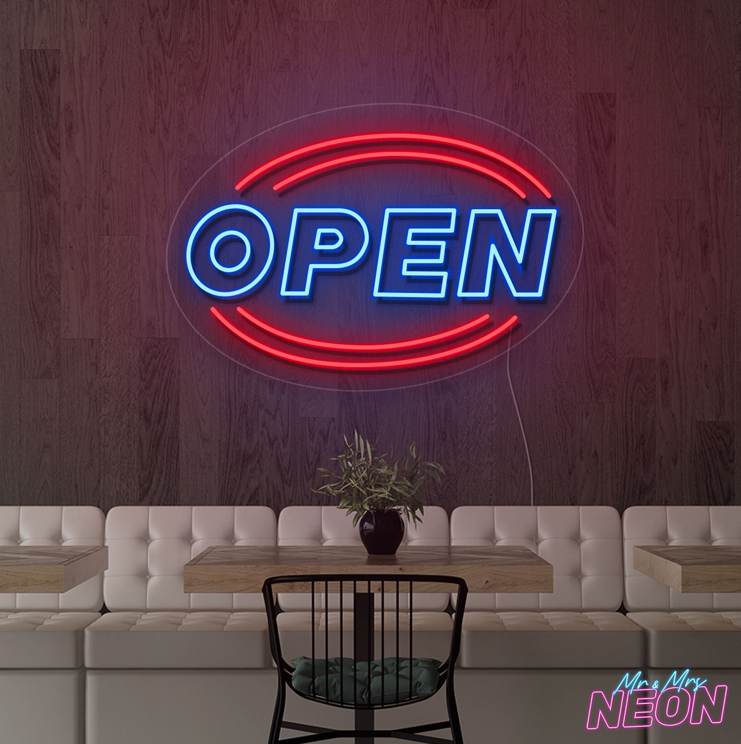 Open Neon Light Sign Red Blue Open Red and Blue Neon Sign