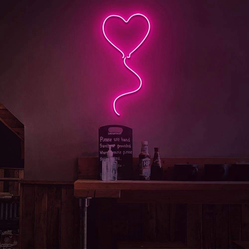 heart balloon pink neon light Heart Balloon Neon Sign