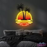 Tropical Sunset Neon Light Artwork