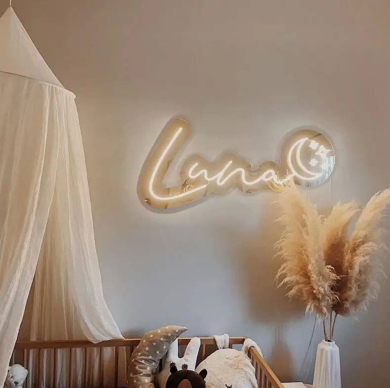 luna name neon light